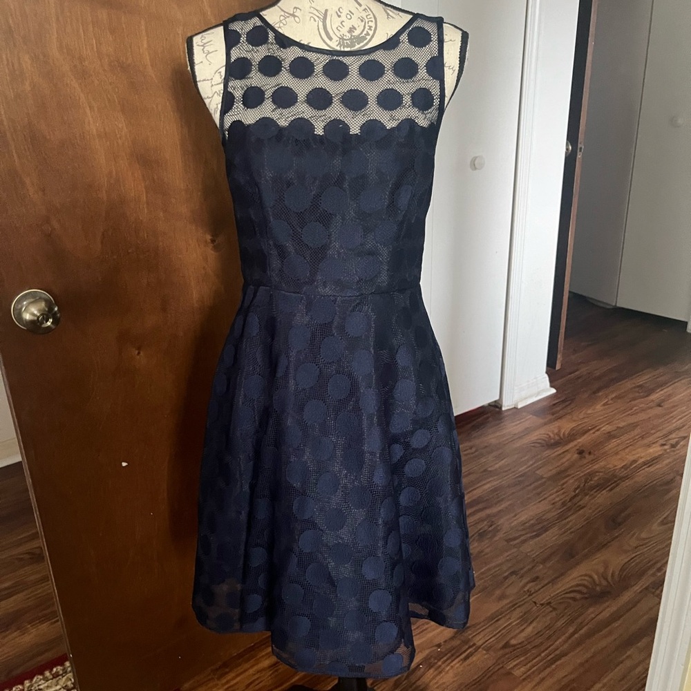 Betsey Johnson Blue Sleeveless A-Line Midi Dress